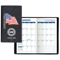 Executive Vinyl Cover w/ Pre-Printed Flag - Monthly Planner (1 Color Insert)